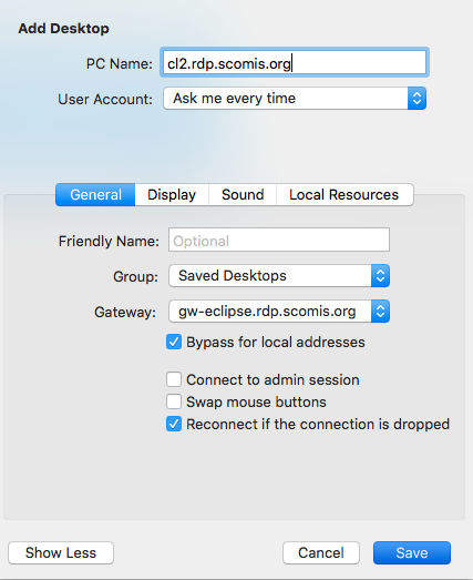 Connecting To The Hosted Application Service For Sims Using An