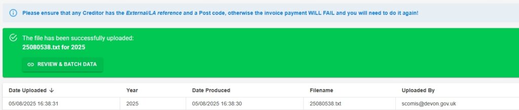 DTSApps Successful import of Invoices from Bromcom Integration